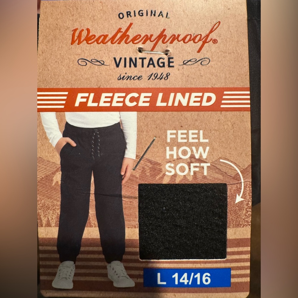 Original Weatherproof Fleece Lined Tech Winter Black Pants Boys Large 14-16 NEW